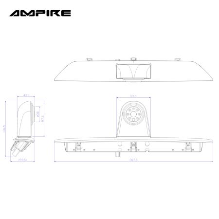AMPIRE Kamera (CVBS) FORD Transit 7. Gen. mit Dach H2 (Bj. 2014-2019)