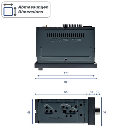 AMPIRE Smartphone 1DIN Radio, 6.38'' (162mm), Dual-DAB+, AHD Kameraeingänge