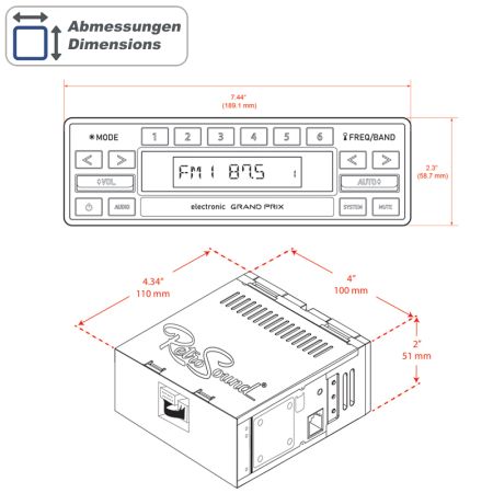 RETROSOUND "MOTOR-4DAB" DAB+ Komplett-Set "Grand Prix" mit Zubehör
