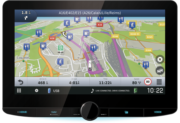 Kenwood DNR992RVS Navitainer mit Garmin Kartendaten für Wohnmobil, PKW und LKW mit 10,1 Zoll HD-Display, Digitalradio DAB+ & Smartphone-Anbindung