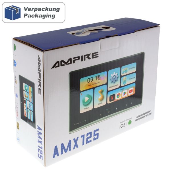AMPIRE 12.4" RSE-Monitor mit Kopfstützen-Halterung, HDMI In/Out