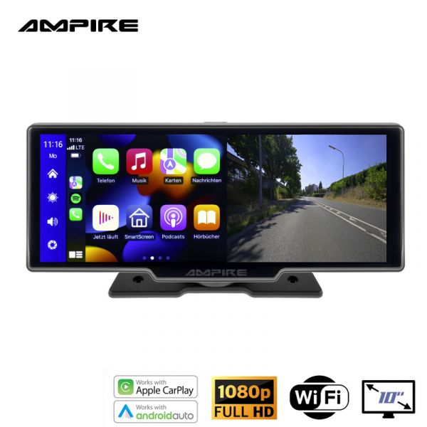 AMPIRE Smartphone-Monitor 25.4cm (10'') mit AHD Dashcam und RFK-Eingang (AHD)