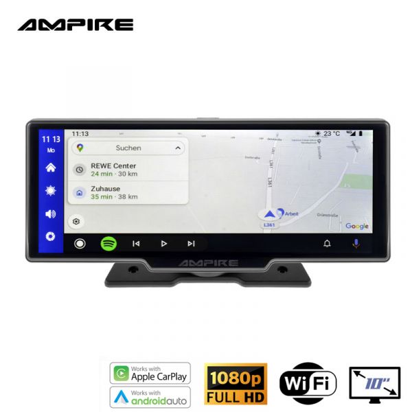 AMPIRE Smartphone-Monitor 25.4cm (10'') mit AHD Dashcam und RFK-Eingang (AHD)