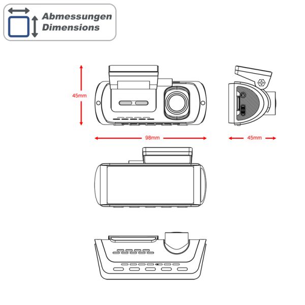 AMPIRE 2-Kanal Dashcam mit Touchscreen, 4K Front, 1080P Heck, WLAN, inkl. 64GB microSD