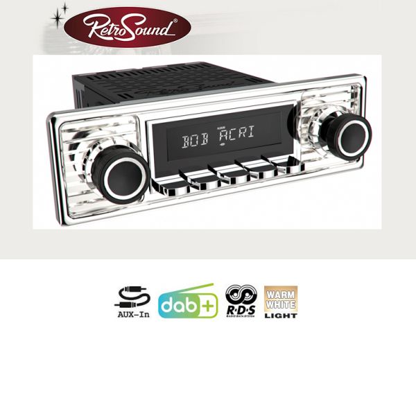 RETROSOUND "MOTOR-1DAB" DAB+ Komplett-Set "Chrome" mit Zubehör