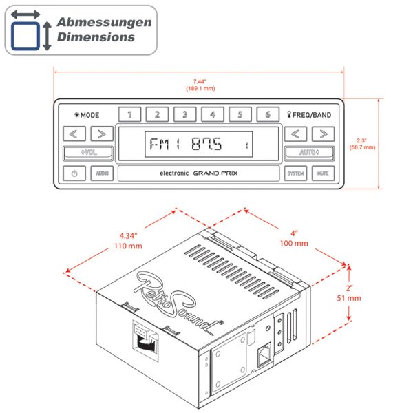 RETROSOUND "MOTOR-4DAB" DAB+ Komplett-Set "Grand Prix" mit Zubehör