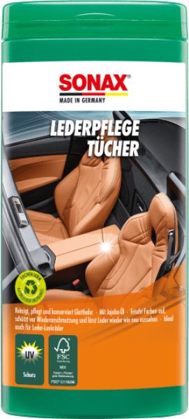 Sonax LederPflegeTücher Box, 25 Stück
